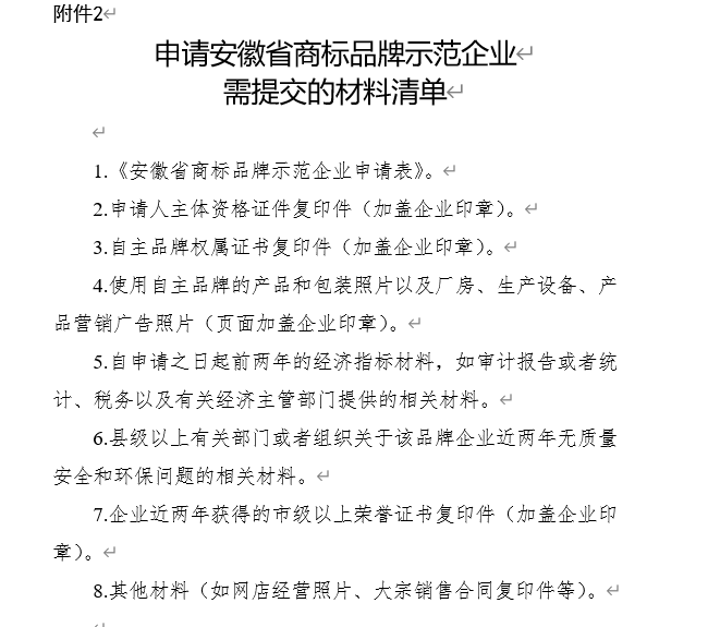 關(guān)于開展2023年安徽省商標(biāo)品牌示范企業(yè)申報工作的通知